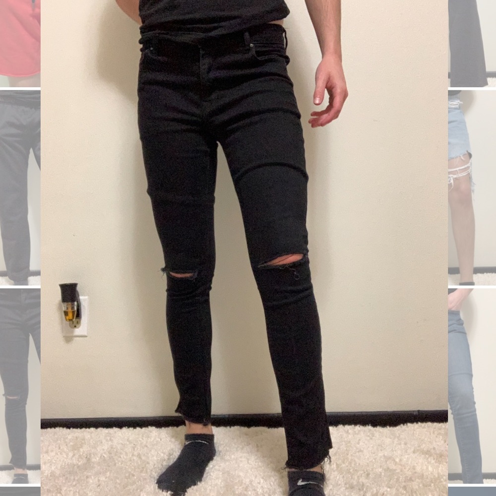 Men’s Asos knee ripped skinny jeans size 34x32